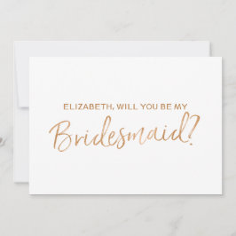 Guld Ro Lettered "Will you be my bridesmaid" Inbjudningar