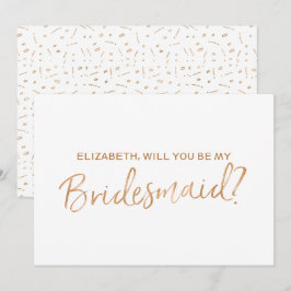 Guld Ro Lettered "Will you be my bridesmaid" Inbjudningar