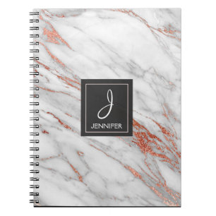 Guld Ro Marble Monogram bärbar dator Anteckningsbok Med Spiral