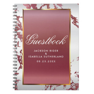 Guld, Ro Marble & White Satin - Guestbook Anteckningsbok