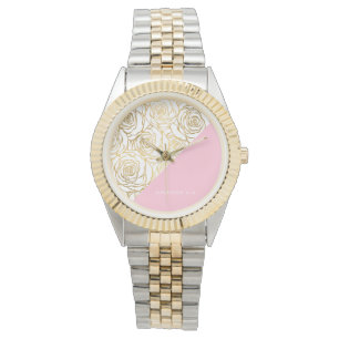 Guld Ro med Rosa Armbandsur