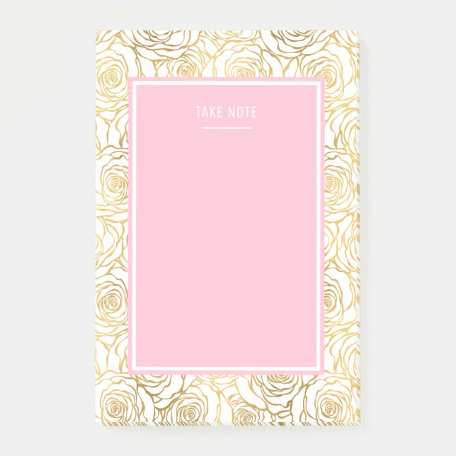 Guld Ro med Rosa Post-it Block (Framsida)