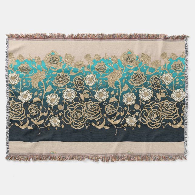 Guld Ro med turkos bakgrund Filt (Framsidan)