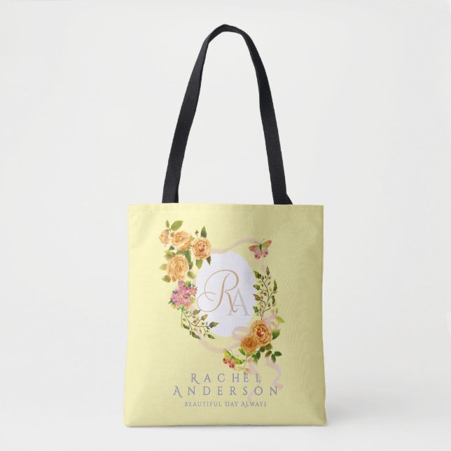 Guld Ro Ribbon Chic Monogram Gult Tygkasse (Framsida)