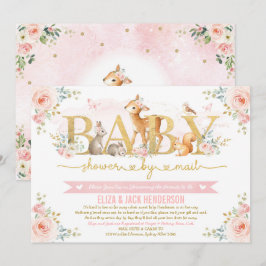  Guld Ro Woodland Baby Shower by Mail Inbjudningar