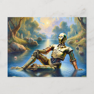 Guld Robot Ophelia i Vatten Vykort