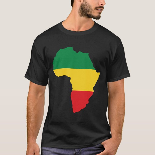 Guld- & röd afrikaflagga för grönt, t-shirt (Framsida)