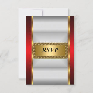 Guld röd Art Deco RSVP OSA Kort