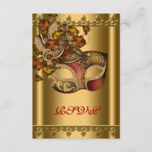 Guld Röd Mask Guld Röd Maskeradfest RSVP OSA Kort