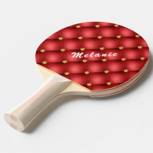 Guld Röd romb tuftade din textringstippel Pong Pad Pingisracket