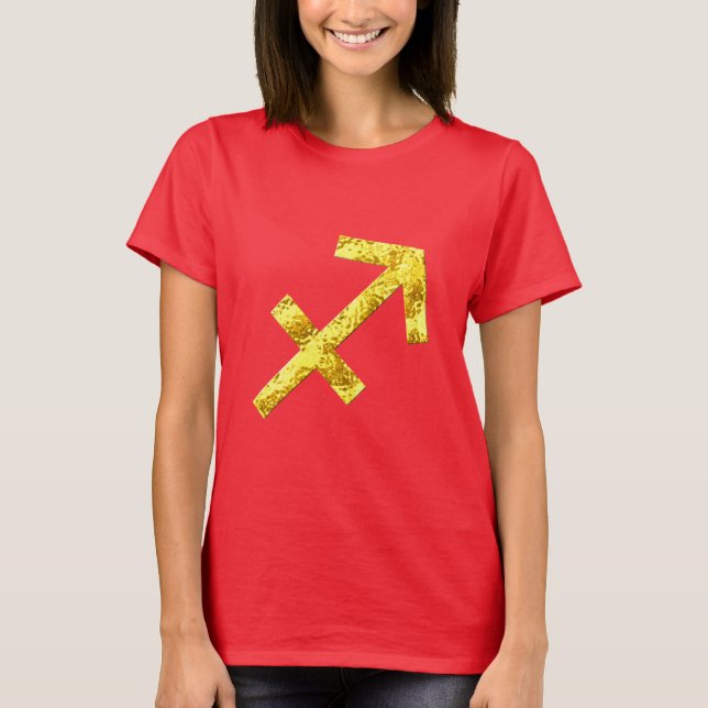 Guld- röd skjorta för Sagittarius Tee Shirt (Framsida)