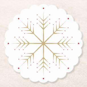 Guld- röd Snowflake för elegant Faux Underlägg Papper