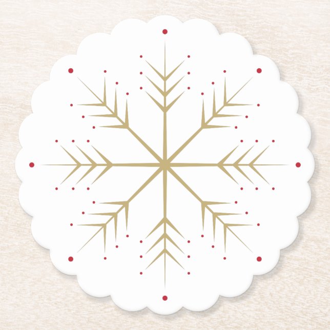 Guld- röd Snowflake för elegant Faux Underlägg Papper (Framsida)