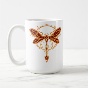 Guld- röd stam- slända kaffemugg
