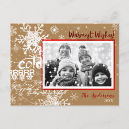 Guld & Röd Vinter Varmt välkomna Högtid Modern Fot Helg Vykort