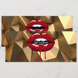 Guld Röda Droppande Läppstift Makeup Presentkort Inbjudningar