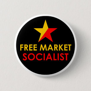 Guld-/röda fria marknadsför socialist knäppas knapp