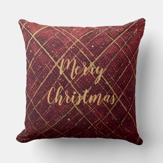 Guld Röda Kors Mönster, Guld God Jul Kudde (Framsida)