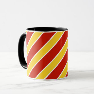 Guld-/röda och vitmusikband, randar, angled/lutat mugg