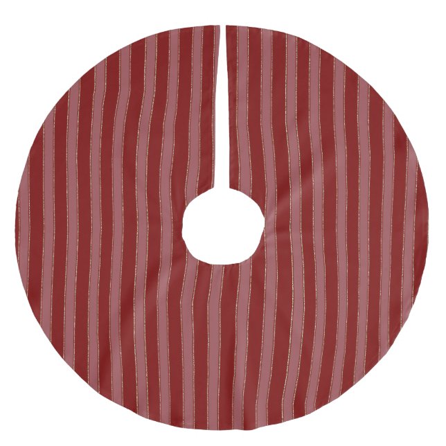 Guld Röda Ränder Jul Julgransmatta Borstad Polyester (Framsidan)