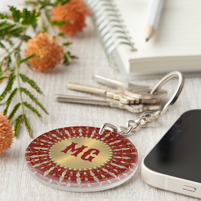 Guld Röda Vita Diamanter Anpassad Monogram (Högra Framsidan)