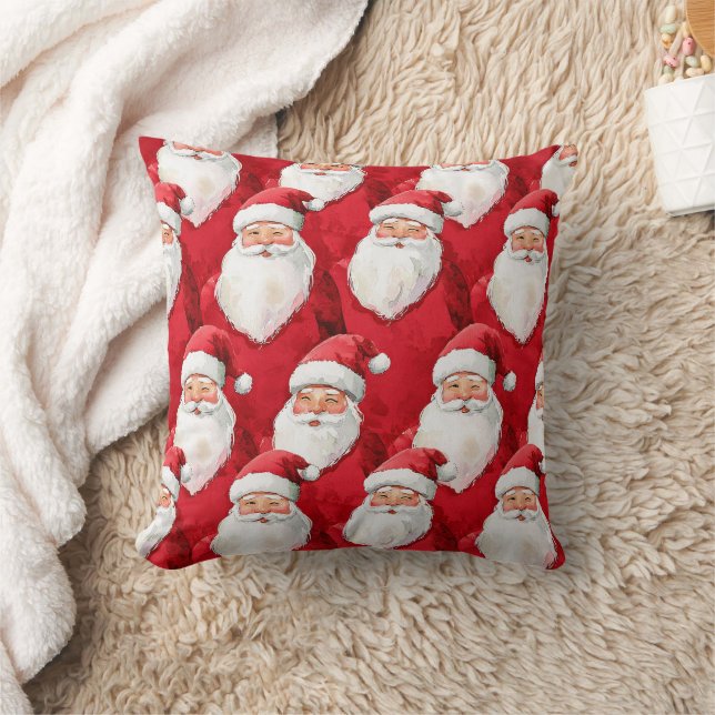 Guld Röda Vita Glada Tomte Jul Kudde (Filt)