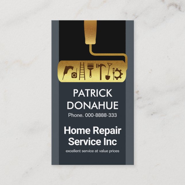 Guld Roller Handyman Verktyg Visitkort (Framsida)