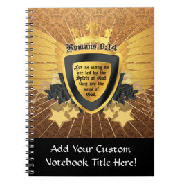 Guld- Romans8:14 Sons av guden Anteckningsbok Med Spiral