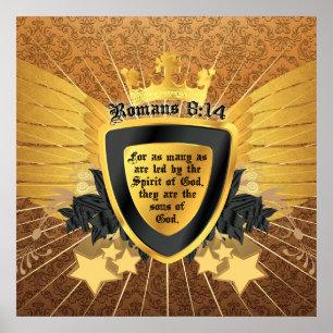 Guld- Romans8:14 Sons av guden Poster