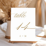 Guld Romantic Calligraphy Bröllop Number 14, Bordsnummer<br><div class="desc">Bord 14. Kontrollera alla tillgängliga nummer. | Romantiskt bordsnummer och elegant med snabb kalligrafi i bröllop med monogram. Om du vill ha en mer avancerad anpassning av den här designen klickar du på BLUE DESIGN VERKTYG ovan!</div>