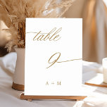 Guld Romantic Calligraphy Bröllop Number 9, Bordsnummer<br><div class="desc">Bord 9. Kontrollera alla tillgängliga nummer. | Romantiskt bordsnummer och elegant med snabb kalligrafi i bröllop med monogram. Om du vill ha en mer avancerad anpassning av den här designen klickar du på BLUE DESIGN VERKTYG ovan!</div>