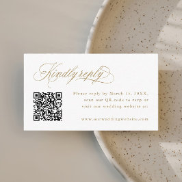 Guld Romantic Calligraphy Bröllop QR Code OSA Tilläggskort