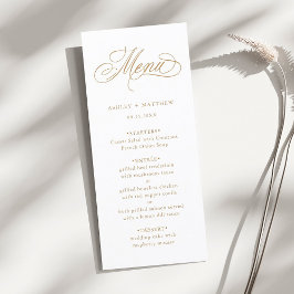 Guld Romantic Swirly Calligraphy Bröllop Meny