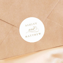 Guld Romantic Swirly Calligraphy Bröllop Runt Klistermärke