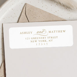 Guld Romantic Swirly Calligraphy Returadress Returadress Etikett