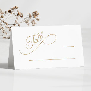 Guld Romantic Swirly Typography Bröllop Placeringskort