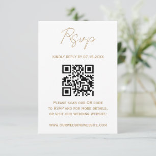 Guld Romantisk Kalligrafi Bröllop QR-kod RSVP  OSA Kort