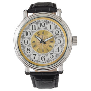Guld, romersk chic, titta på ansikte Art Deco Armbandsur