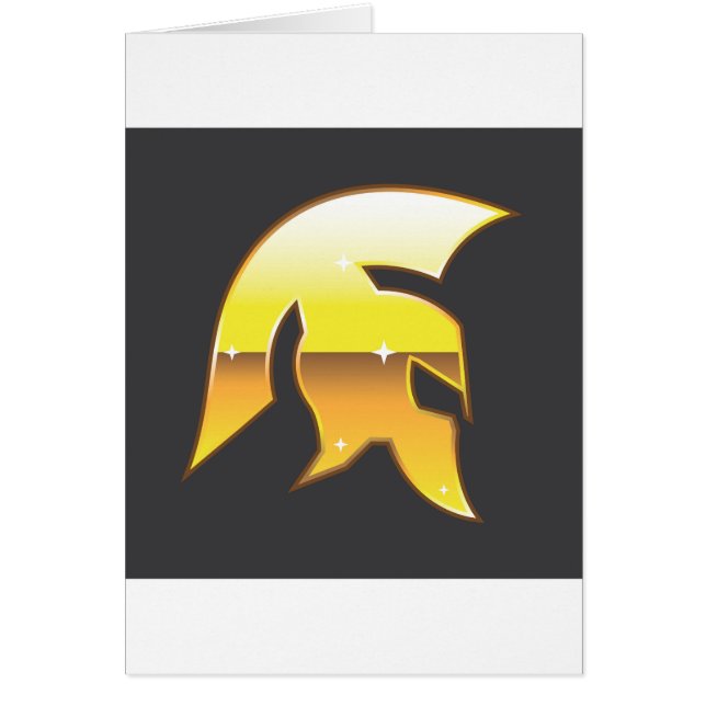 Guld- romersk hjälm hälsningskort (Framsidan)