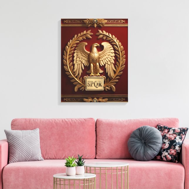 Guld romersk kejserlig eagle över rött nr 4 canvastryck (Insitu (Vardagsrum))