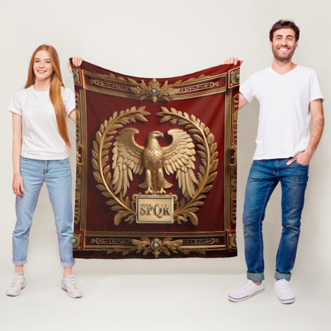Guld romersk kejserlig eagle över rött nr 4 fleecefilt (På plats)
