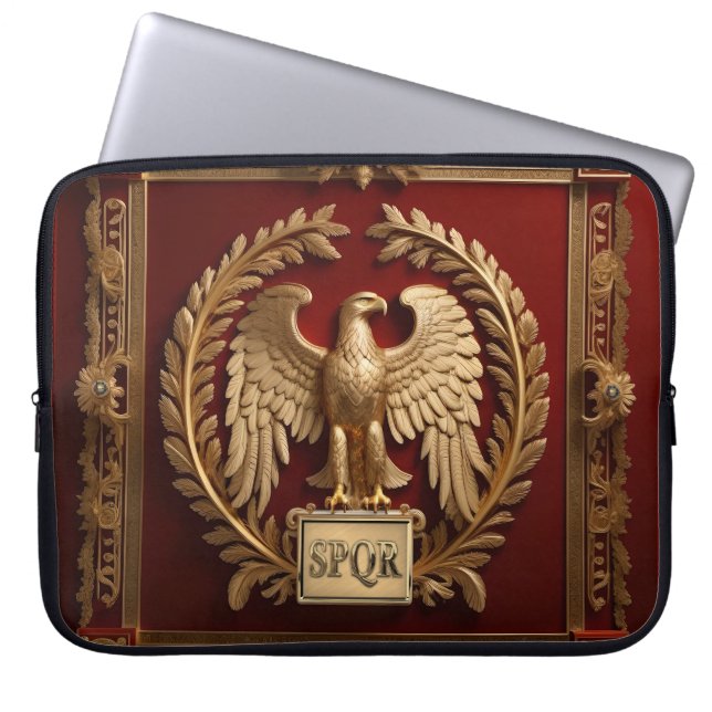 Guld romersk kejserlig eagle över rött nr 4 laptop fodral (Framsidan)