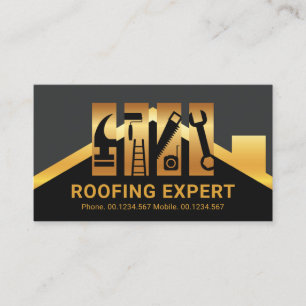 Guld Rooftop Handyman Verktyg Lagrar Visitkort
