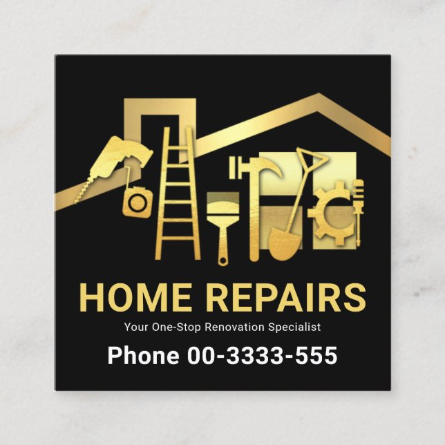 Guld Rooftop Ram Golden Handyman Verktyg Fyrkantigt Visitkort (Framsida)