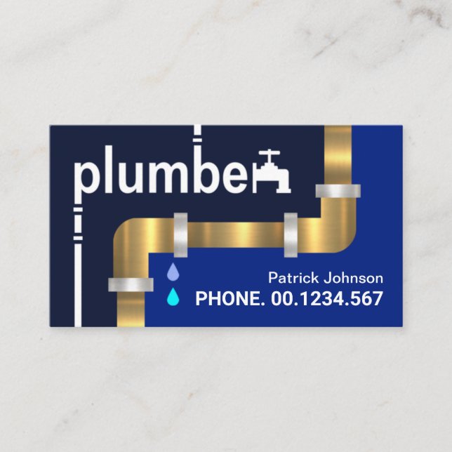 Guld Rör Kreativ Plumber Signage Visitkort (Framsida)