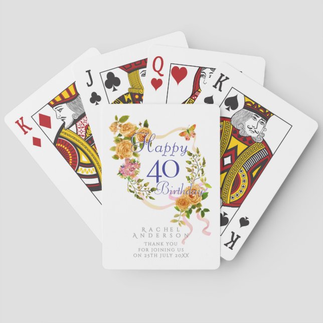 Guld Ros Band 40-årsdag Casinokort (Baksidan)