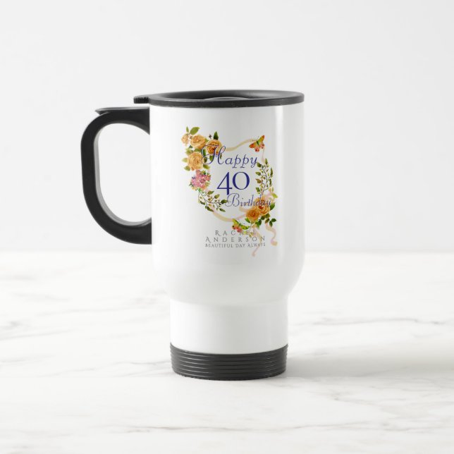 Guld Ros Band 40-årsdag Resemugg (Vänster)