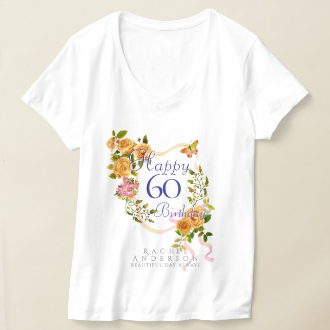 Guld Ros Band 60-årsdag T Shirt (Laydown)