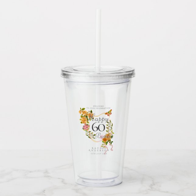 Guld Ros Band 60-årsdag Take Away Mugg (Framsida)
