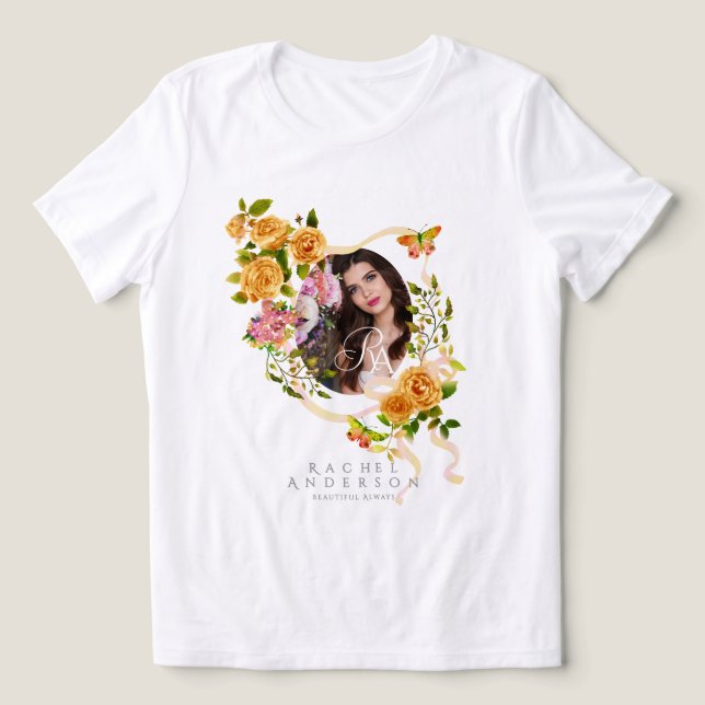 Guld Ros Band Chic Foto  T Shirt (Design Framsida)